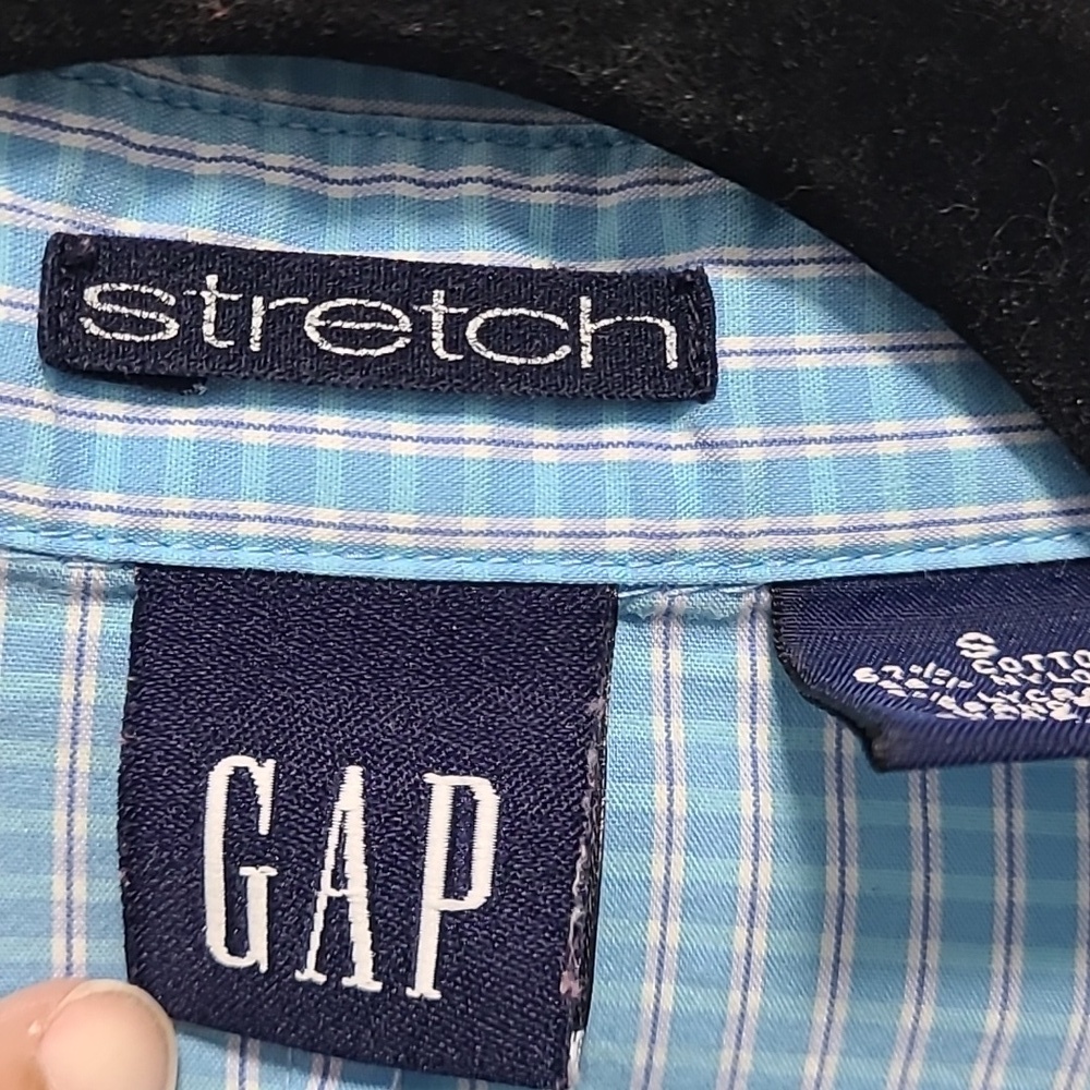 GAP Y2K Light Blue Checkered Shirt Size Small 2001 Hong Kong - Picture 4 of 8